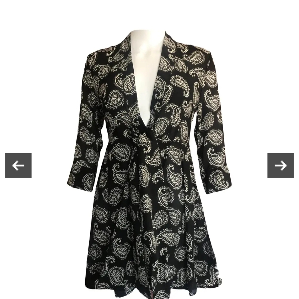 Sold Dodo Bar Or Black and Cream Paisley Mini Dress